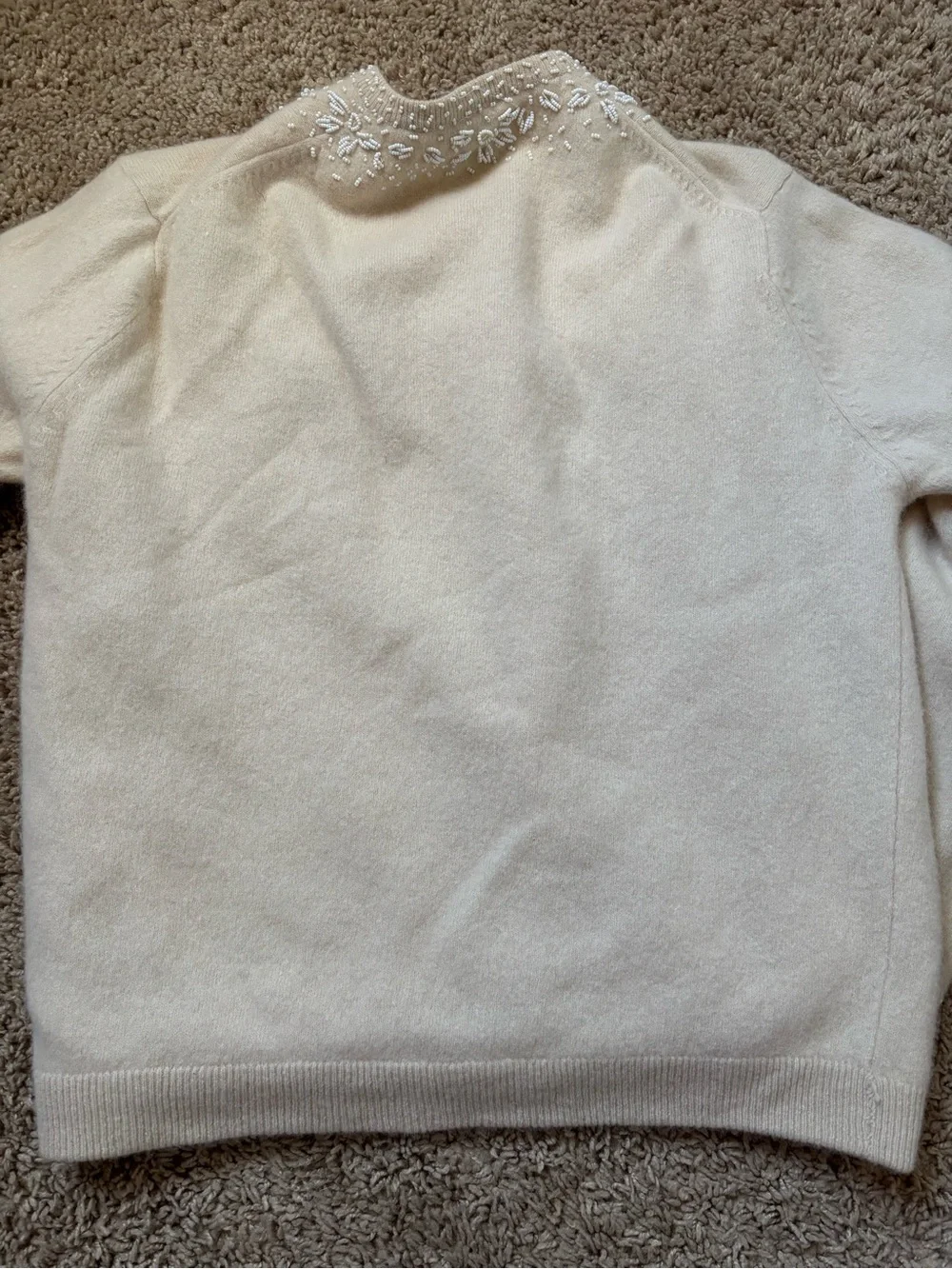 Vintage 50’ Cream Embroidered Knit Cardigan Sweater